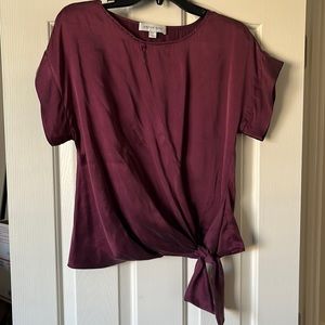 AMOUR Vert EUC purple 100% silk blouse size M